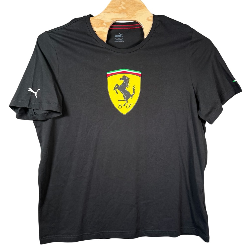 Puma Ferrari T Shirt Men XXL Black Scuderia Shield Logo Racing Tee Sport Italian